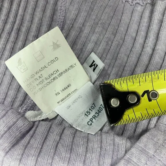 Enza Costa Light Pink Rib Long Sleeve Shirt Medium Cotton Cashmere Sweater S XS - Picture 11 of 13